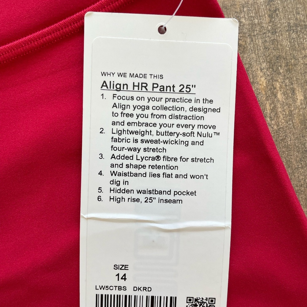 Lululemon Align High Rise Pant - 25". Size 14. NWT - Picture 4 of 8